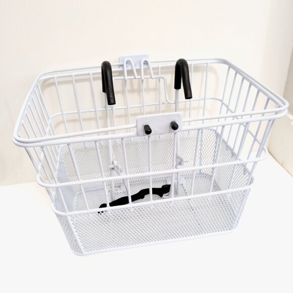 Retrospec Steel Mesh Apollo Bike Basket Glossy White Handlebar Mount Cycling - Picture 2 of 9